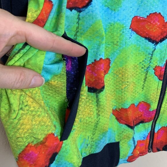 Simply Art By Dolcezza Womens M Jacket Stretch Abstract Print Zip Up Boho Pocket - Picture 6 of 12